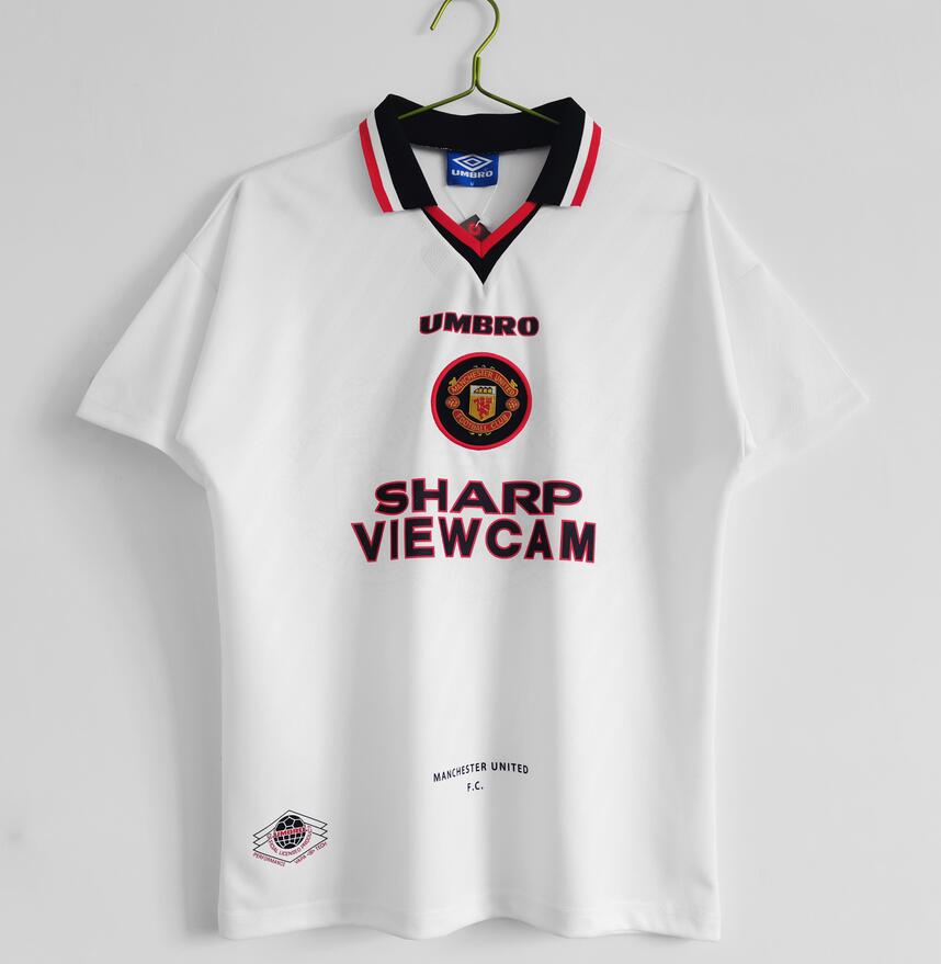 1996-97 Manchester United Retro White Away Kit Soccer Jersey